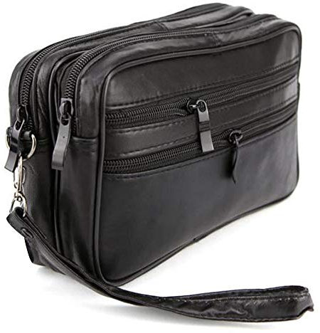 Charmoni - Sacoche Sac Vide Poche Pochette en Cuir (noir cuir agneau)