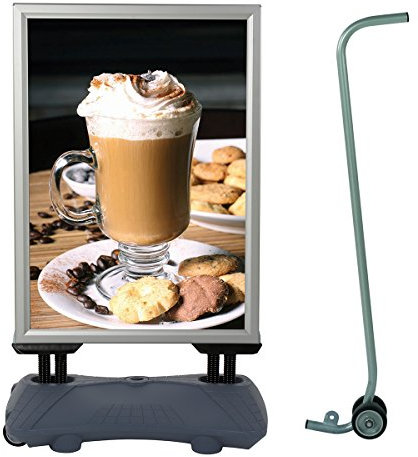 DISPLAY SALES Kundenstopper WINDPRO® DIN A1 silber inkl. Transporthilfe Plakatständer Werbetafel beidseitig