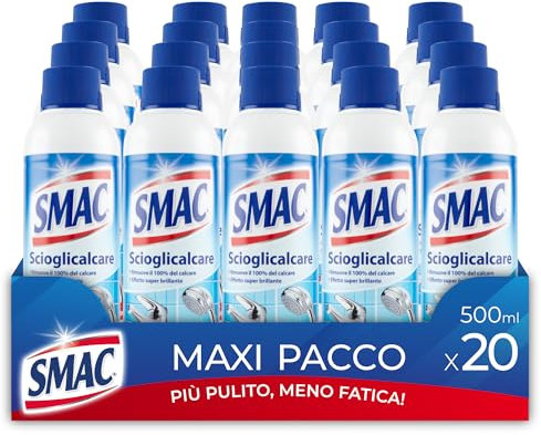 Smac - Scioglicalcare Gel, Detergente Anticalcare Bagno, Azione Igienizzante e Brillantezza, 500 ml x 20 Pezzi
