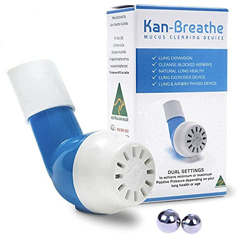 KAN-BREATHE Natural Lung Exerciser & Mucus Removal Device - Naturally Clear Mucus from Airways & Improve Lung Capacity with This Opep Respiratory Breathing Exercise Device - Made in Australia – Blue