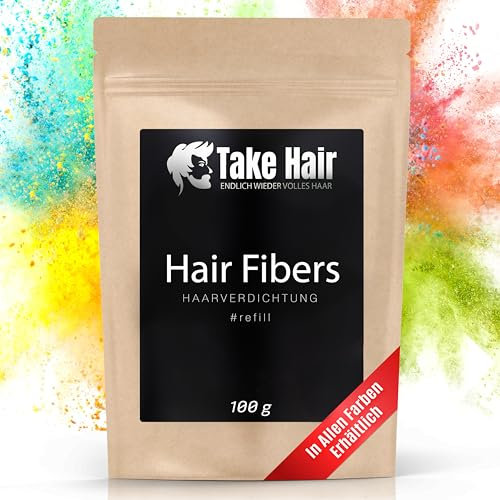 Take Hair Streuhaar Nachfüllbeutel 100g I Hält bei Regen und Wind I Für Männer und Frauen I Schütthaar zur Haarverdichtung I Hair Fibers Haarpuder Haarpulver Haarausfall (Streuhaar Grau)