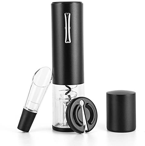 CIRCLE JOY 4-in-1 Rechargeable Wine Opener Set, Electric Wine Bottle Openers Automatic Corkscrew with Foil Cutter, Wine Aerator Pourer and Vacuum Stopper, Black
