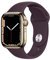 Apple Watch Series 7 (GPS + Cellular, 41mm) - Gold Stainless Steel Case with Dark Cherry Sport Band (Generalüberholt)