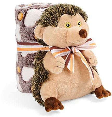 Kuscheldecke Baby Jungen Mädchen mit Kuscheltier - Babydecke Flauschig Kleinkind ab 0+ Monaten mit Plusch Spielzeug - Pluschtier Supersoft Weich mit Decke Kinder 1 2 3 Jahre - 120x80 cm (Igel)