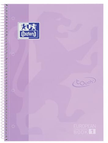 Oxford A4 European Book 1, liniert, 160 Seiten mit farbigen Rändern, Touch Hardcover, mit Whiteboard, pastell lila