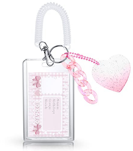 TIESOME Badge Holder ID Badge Card Holder mit Spirale Handgelenk Spule Fotokartenhalter Schlüsselanhänger einziehbare Heavy Duty Clear ID Card Holder Protector für Schule Büro (vertikal, 2.87x3.89)