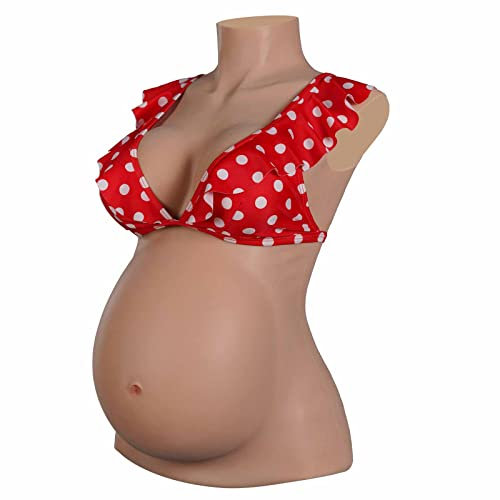 CRODRES Silikon Schwangerer Bauch Künstlicher Bauchbauch Erwachsener Bauch Stuffer Simulation Schwangerschaft für Cosplay Maskerade,Elfenbein,April