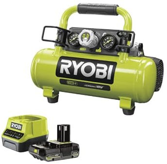 Pack RYOBI Compresseur à cuve R18AC-0-18V One Plus - 4L - 1 batterie 2.0Ah - 1 chargeur rapide RC18120-120