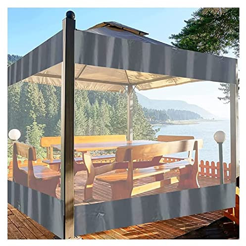 PHLEPS Wasserdichter Vorhang für den Außenbereich, transparente Kunststoffplane, winddicht, regendicht, Pavillon, Balkonvorhänge für Pergola, Terrasse, Zelt-Seitenvorhänge (Farbe: Transparent, Größe: