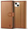 Kuafcase Compatible for iPhone 13 Case with 4 Card Slots Magnetic Closure Kickstand Shockproof Protective Phone Case Compatible for iPhone 13 - Brown