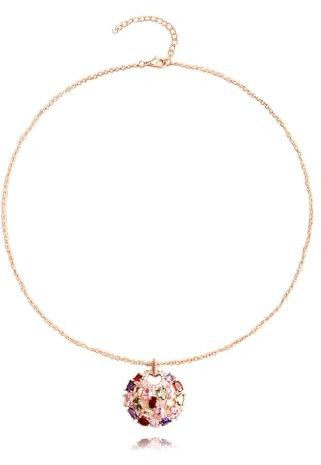 MenYiYDS 1 PCS ROSE GOLD CUBIC ZIRCONIA POLYSTONE DISC PENDANT NECKLACE BIRTHDAY GIFT FOR GIRLFRIEND WIFE ANNIVERSARY