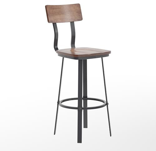 Flash Furniture Flint Series Barhocker für kommerzielle Restaurants, Sitz/Rückenlehne aus Holz, pulverbeschichteter Rahmen, antikes Kupfer/Grau