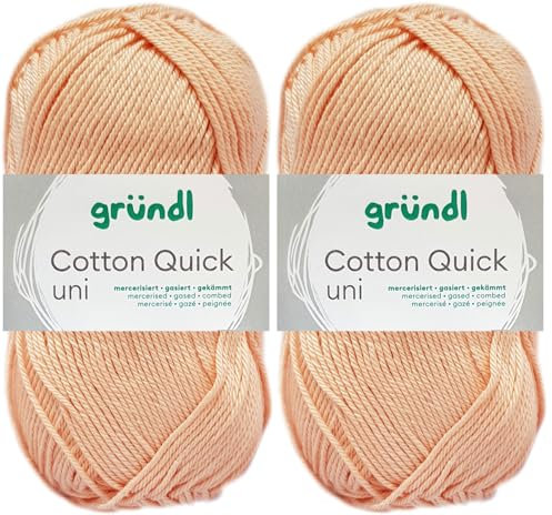 2x50 Gramm Gründl Cotton Quick Häkelgarn aus 100% Baumwolle 134 Apricot