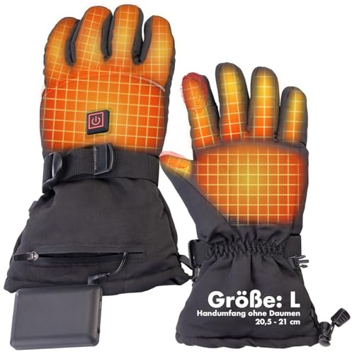 PEARL urban Heizbare Handschuhe: Beheizbare Handschuhe mit Akkus, wiederaufladbar, 3 Heizstufen, Gr. L (mit Heizung, USB, Frost)