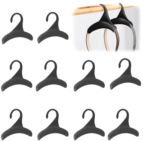 LMSAWK 10 Pcs Acrylic Bag Hanger, Tote Bag Rack Holder, Handbag Storage Purse Hooks, for Hanging, Backpacks, School Bags, Scarf, Belt and Tie, Black