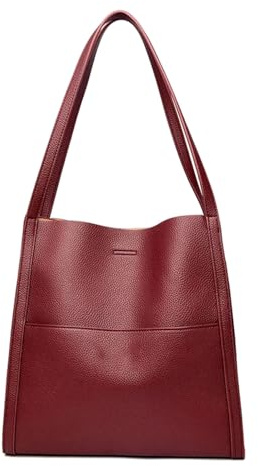 Damen Shopper Hobo Tasche Handtasche Schultertasche PU Leder Vintage Tote Bag mit Knopfverschluss Groß für Arbeit Schule Shopper Lässige täglich