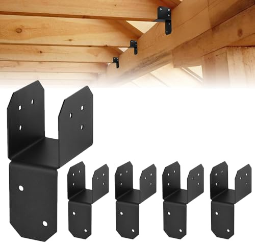 Niciksty 4 Supports Poutre Acier 38x50,8mm Noir | Sabots en U pour poteaux 2x4, connecteurs pour pergola/carport/cabane/terrasse bois