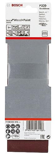 Bosch Banda X440: 75x533mm G220x 3, Grana 220, 3 pz.