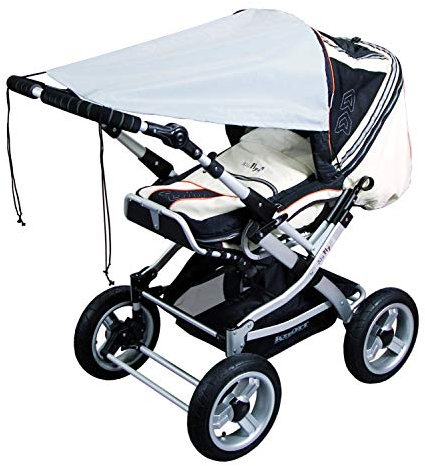 sunnybaby 18272 - Universal Sonnensegel für Kinderwagen & Sportwagen | Sonnenschutz | höchster UV Schutz UPF 50+ | verstellbar | Markisen-Rollofunktion - Farbe: SILBERGRAU | Qualität: MADE in GERMANY