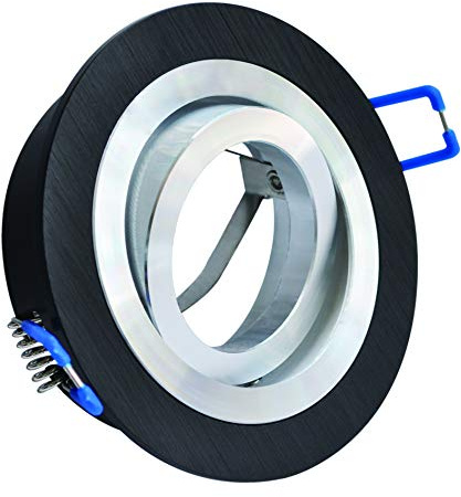LC-Light LED Einbaustrahler Einbauleuchte Einbauspot schwenkbar Gebürstet inklusive GU10 Fassung 230V (Rund Bicolor schwarz)