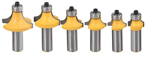 Bestgle 6Pcs 1/2 Inch Shank Round-Over Router Bits Corner Rounding Edge-forming Roundover Woodworking Milling Cutter Tool 1/2 1/8 1/4 5/16 3/8 7/16