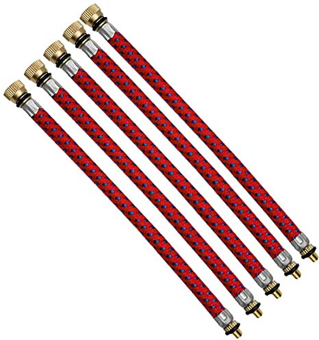 Laxzo ® 5X Bike Pump Valve Adaptor Valve Connector Bicycle Cycle Car Flexible Pump Presta Inflator Air Pump Hose Adapter Replacement Pump Adapter Valve Converter Set - Red