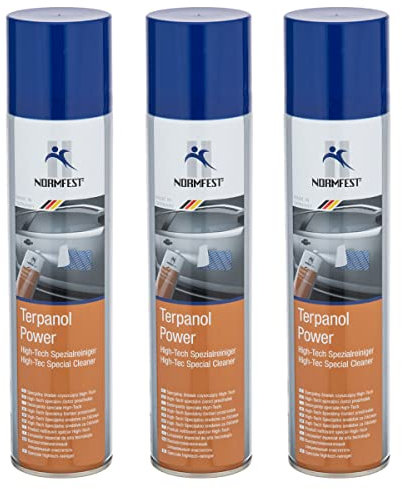 Normfest Terpanol Power Spezialreiniger – entfernt Klebstoff, Öl, Fett, Silikon, Bitumen und mehr, mit Orangenterpenen, silikonfrei, für Fahrzeugpflege, Werkstatt und Industrie, 3X 400 ml