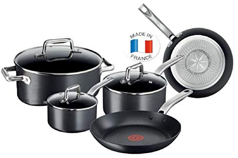 Tefal C55654 PROGRADE - Juego de sartenes para inducción (8 unidades, 26 cm + 30 cm, cacerola de 24 cm, cazo de 20 cm + 18 cm, apto para lavavajillas)