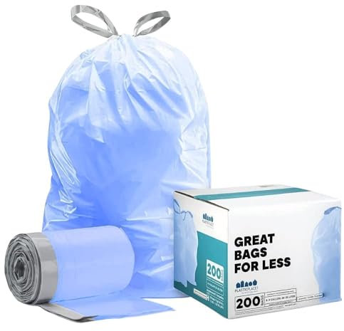 Plasticplace Code V Compatible (100 Count) Blue Recycling Bags Drawstring Garbage Can Liners 4.2-4.8 Gallon / 16-18 Liter 14.75 x 28