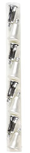 Inge Glas Mini Weihnachtskugeln Formen | Glas Sortimente Zapfen Glocken Nüsse | Christbaumschmuck (Mini-Glocken 8 STK 4cm Frosty Silver)