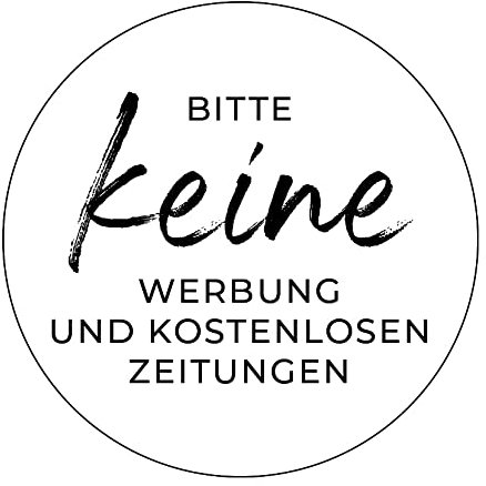 Aufkleber Hinweis Bitte keine Werbung... Briefkasten Schild Folie selbstklebend weiß | Größe wählbar Made in Germany, Größe: Ø5 cm