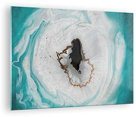 Bilder auf Glas Verschüttet Fleck Türkis Glasbild 70x50cm Wandbilder Dekoration Wohnzimmer Schlafzimmer Küche Deko Klein Wanddeko Bild im Glas Wand Kunstdruck Art Modern Wall Decor GAA70x50-4758