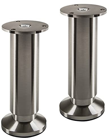 SOTECH Pieds de meuble TERRA 2 pièces, hauteur 150 mm, aspect inox brossé, charge max. 250 kg/par pied, réglables en hauteur, protection de sol en polymère, pour meubles lourds intérieurs