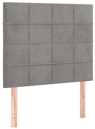 vidaXL Kopfteil 2 STK., Bettkopfteil mit Holzbeinen, Höhenverstellbar Polsterkopfteil für Bett, Betthaupt Bettzubehör Schlafzimmer, Hellgrau 100x5x78/88cm Samt
