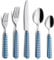 Annova Cutlery Set Stainless Steel with Color Handle - 4 x Dinner Knife; 4 x Dinner Fork; 4 x Salad Fork; 4 x Dinner Spoon; 4 x Dessert Spoon (Dark Blue)