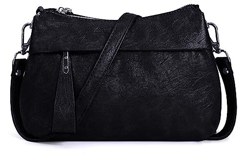 HUA ANGEL Mittelgroß Handtasche Damen UmhäNgetasche Echt Leder Mit Mehreren Fächer Für Handy Und Portmonee Elegant Schultertasche FüR Unterwegs Hochzeit Arbeits Party
