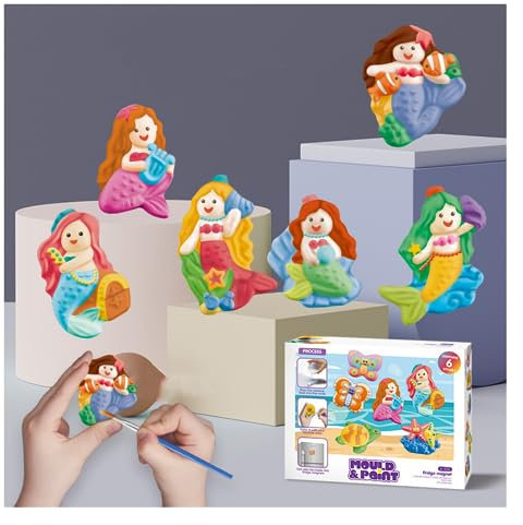 FASHION YO Small Plaster Mould and Paint 3D Unicorns Mermaid Dinosaur Mould, Paint and Design 3D Magical Art Paint Set Crafts Casting for Girls Boys Kids Age 5+ (Mermaid)