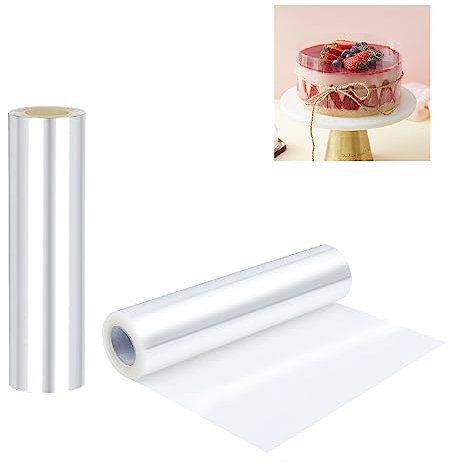 Dtldxx Colliers à Gâteau, Rouleau D'acétate Transparent, Bande D'acétate pour Gâteau Réutilisable, pour Décoration de Gâteau Chocolat Mousse Gâteau Anneaux à Dessert (15cm x 10m)