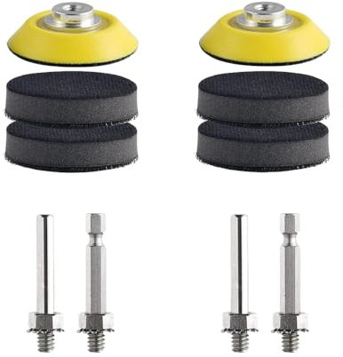 BEEK 2 Stück 2 Zoll Schleifscheiben Pads 50mm, 4 Stück 1/8in&1/4in Shank, 2 pcs Sponge Cushions, für Holzmöbellackierung Automobil