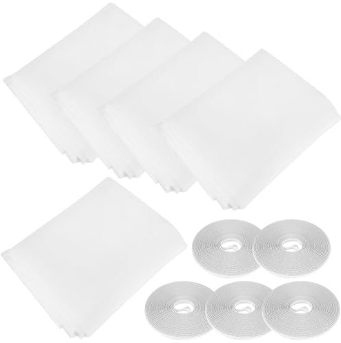 Fly Screens for Windows, 5Pcs Window Fly Screen DIY Self Adhesive Mosquito Net Window 130 * 150Cm with 5 Roll Sticky Tape for Prevent Flies Bugs Bees Mosquitoes Flying Insects from Entering