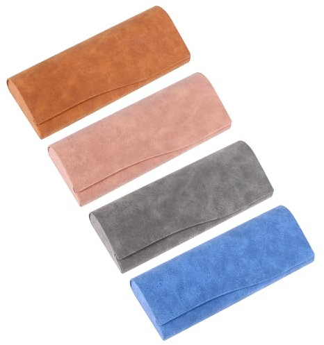 JSMTKJ 4 Stück Hardcase Brillenetui aus Leder, Magnetverschluss Brillenetui für Die Meisten Brillen und Sonnenbrillen, Geeignet für Männer und Frauen