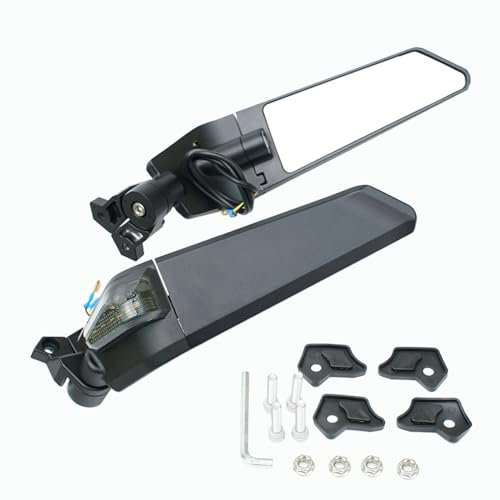 Motorrad Rückspiegel Stealth Wind Wing Seitenspiegel 360°Drehbar Einstellbar LED Blinker CNC Kompatibel Für Ninja 400 650 ZX10R ZX6R GSXR600-1000R CBR 250R 500R 650R