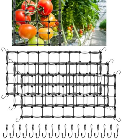 3 Stück Scrog Netz, 60x120cm Pflanzenstütznetz Rankgitter für Wachstumszelte Flexibles Pflanzennetz Wachsen Zelt Netz Rankgitter mit 18 Haken für Bohnen, Obst, Kletterpflanzen, Gurken, Tomaten