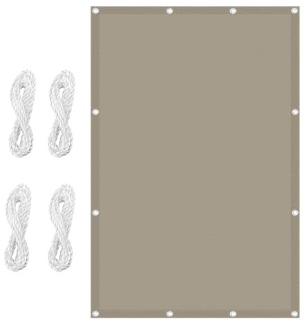 Grande tenda parasole rettangolare, 400 x 550 cm, protezione dai raggi UV, con corda inclusa, colore tortora, parasole per esterni, terrazza e piscina