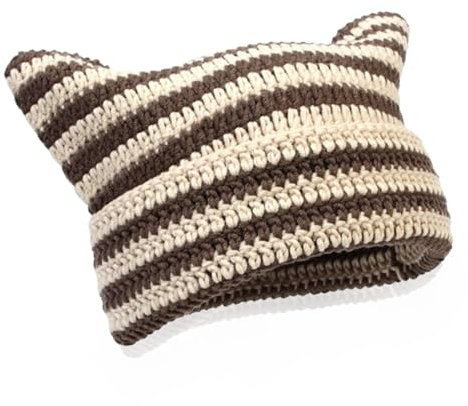 Katzenohren Strickmützen, Mütze Katze, Mütze mit ohren, Knitted Hat Cat Ears, Damen Mütze Katzenohren Mütze, Beanie Mütze Katze, Wintermütze mit Katzenohren, Warme und Dehnbare Winterstrickmütze