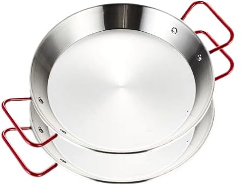 Paellera de acero inoxidable con asas rojas (28 cm for 2-3 person set of 2)