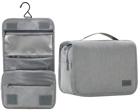 JVIKAA Hanging Toiletry Bag for Travel - Large Capacity Hanging Wash Bag with Clear Compartments, Lightweight & Durable Cosmetic Organiser for Women & Men (Airport Friendly)