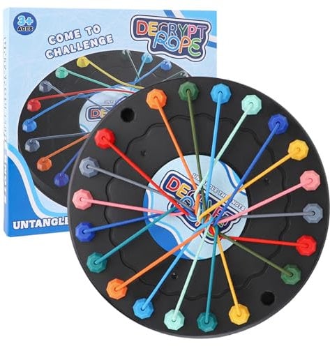Disk Rope Sorting Puzzle, Brainy Teaser Rope Strategy Board Game Logic Knots Untangling Table Toy, Interactive Brain Training Challenging Rope Untying Puzzle Game for Kids Adults, Small
