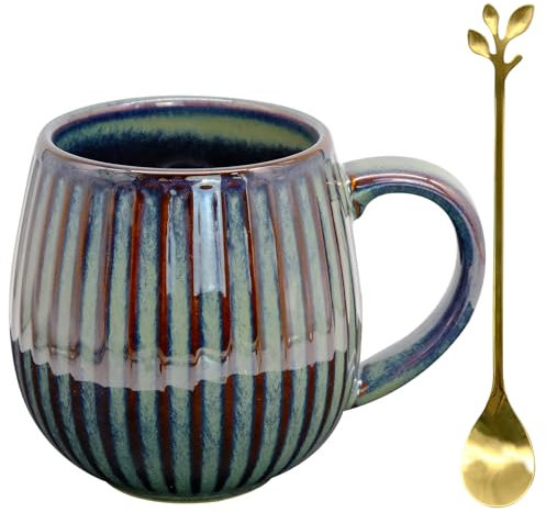 inheming Kaffeetasse aus Keramik, Cappuccino Tassen,500ml Kaffeetasse aus Porzellan, Große Teetasse mit Henkel für Getränke, Kaffee, Milch, Hellblau