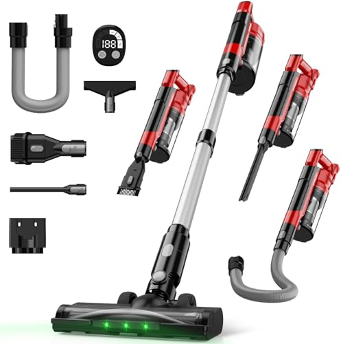ZEXAPE Cordless Vacuum Cleaner for Milwaukee Battery, 7-in-1 Lightweight Stick Vacuum with HEPA Filter, 35KPA Suction, 350W Brushless Motor, 3 Modes for Carpet, Floor, Car (Battery Not Included)